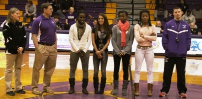 Track Cats Honored at Basketball Game